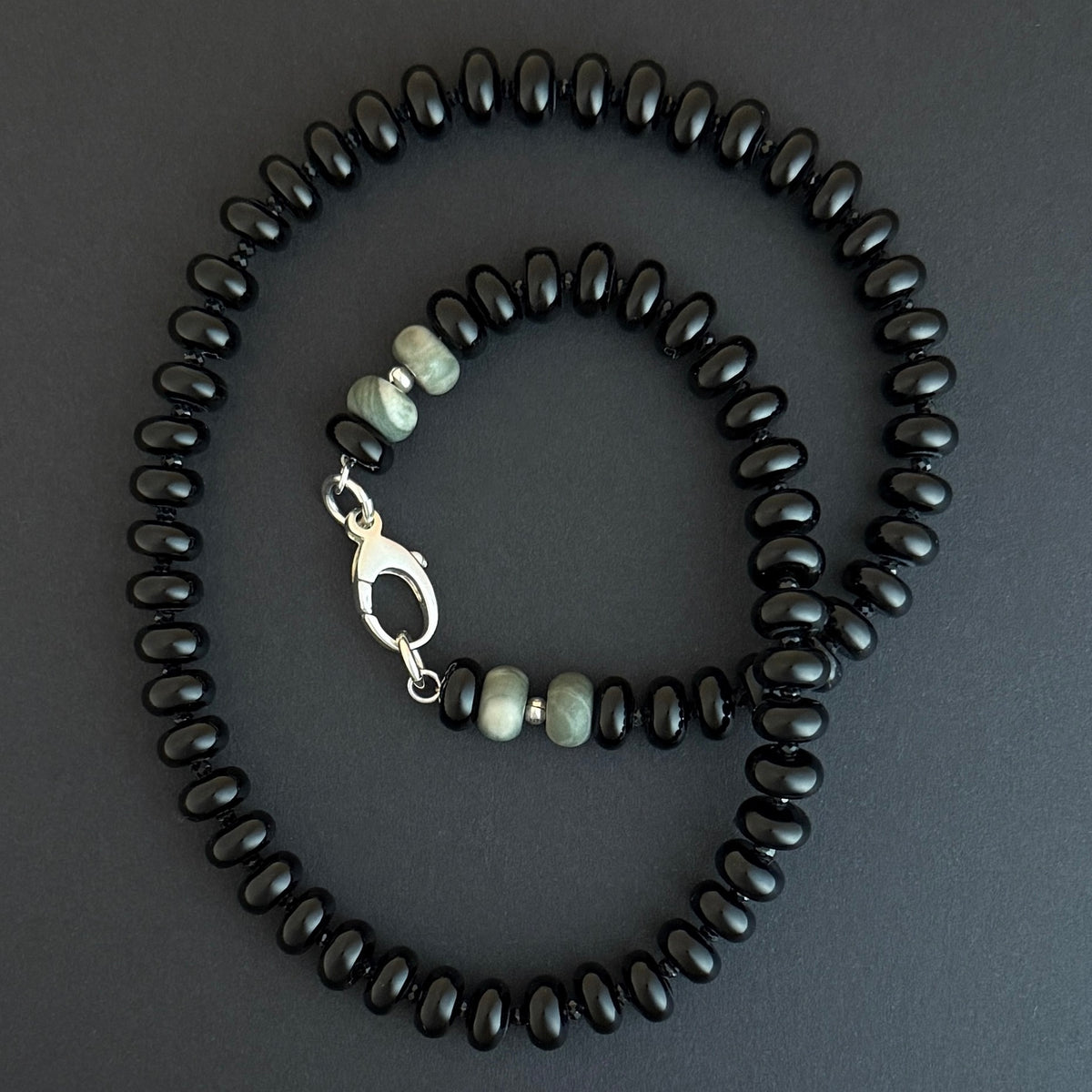 ブレスレット LESS IS MORE onyx bead necklace Dainty Black Onyx Beaded Link Necklace
