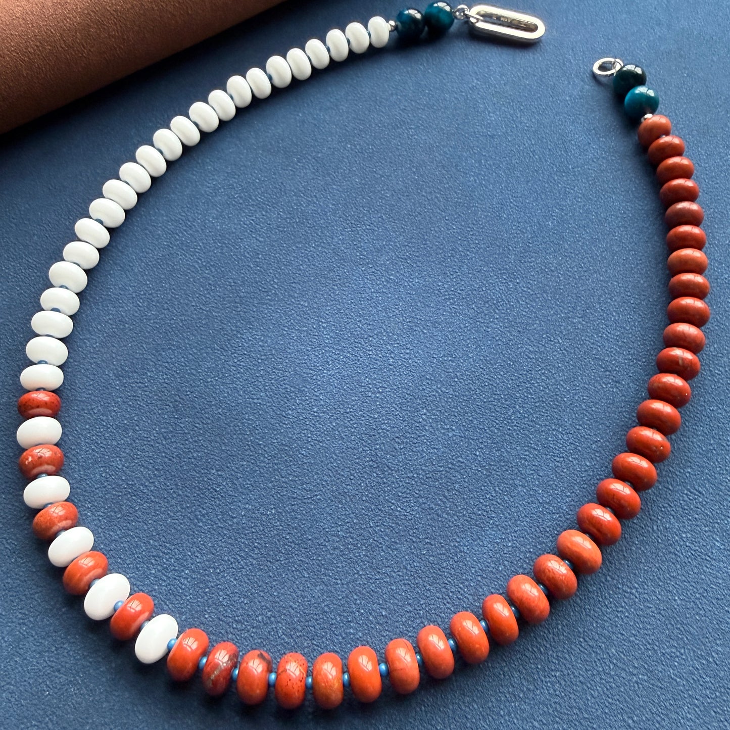 DRY HEAT :  white onyx, jasper and tiger's eye beaded gemstone necklace