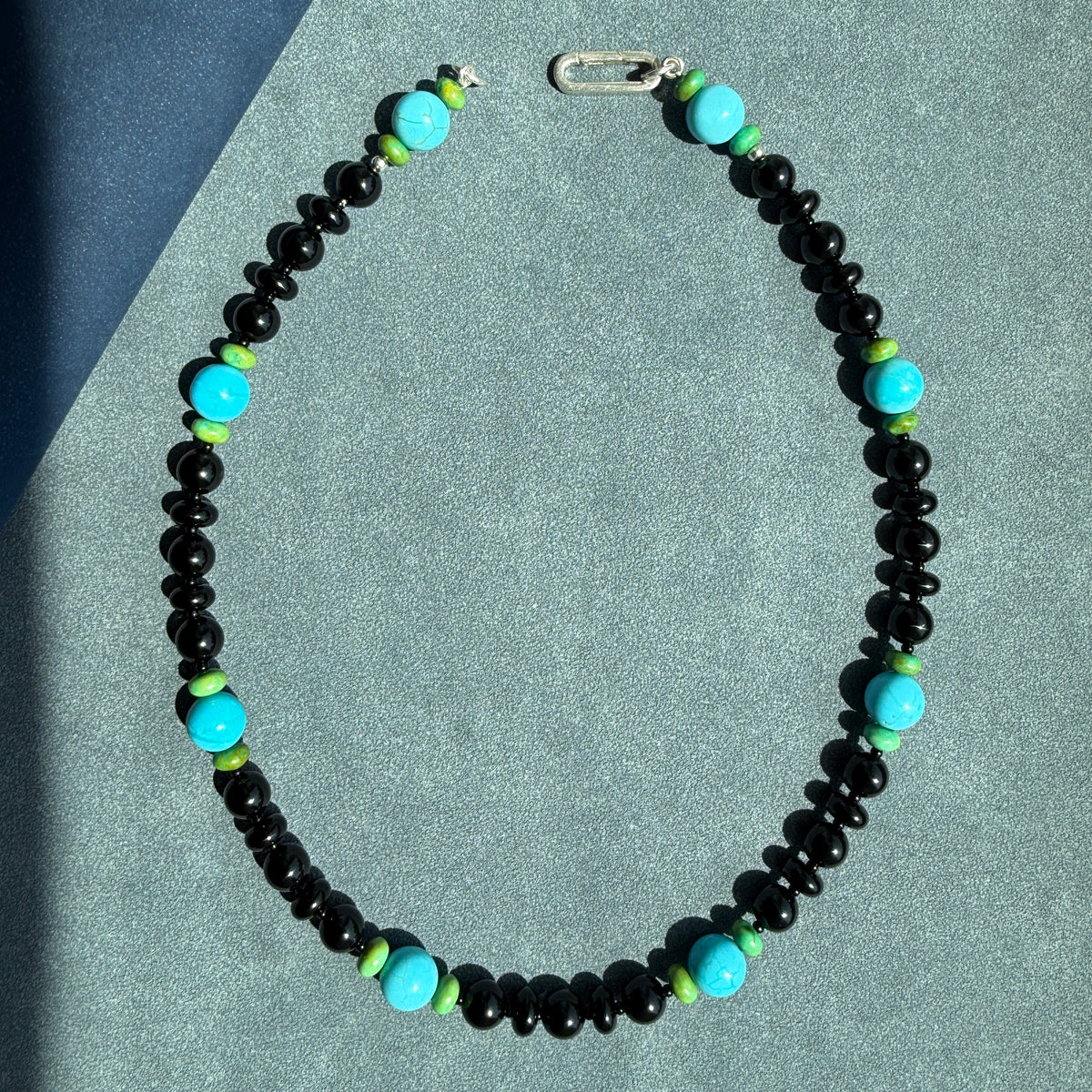 BLACK MAGIC : black onyx, blue and green turquoise