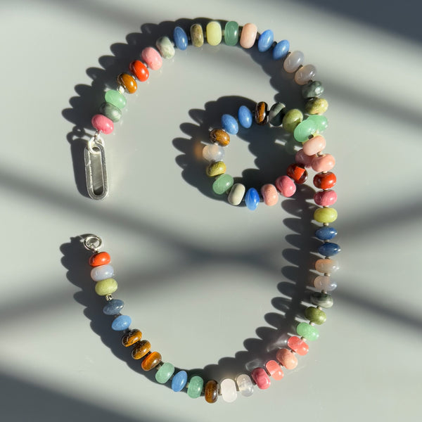 ●TATIANA● SILVER925 Colored Bean Gemstone Necklace NZ2028 ○TATIANA○ SILVER925 Colored Bean Gemstone Necklace NZ2028