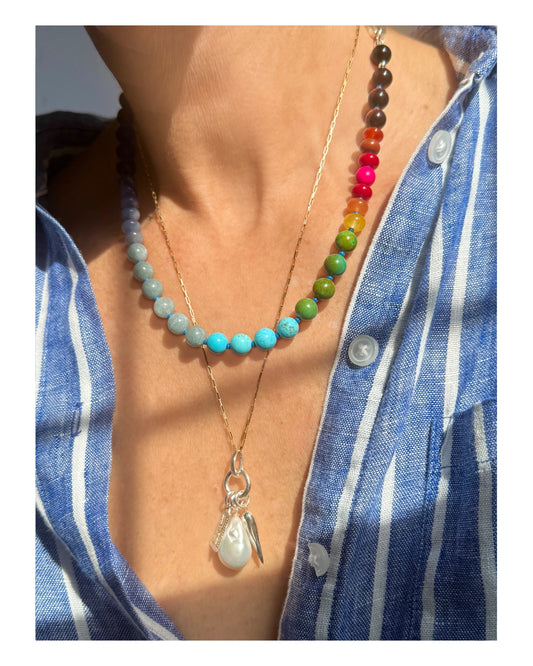 FULL SPECTRUM : multicolored beaded gemstone necklace