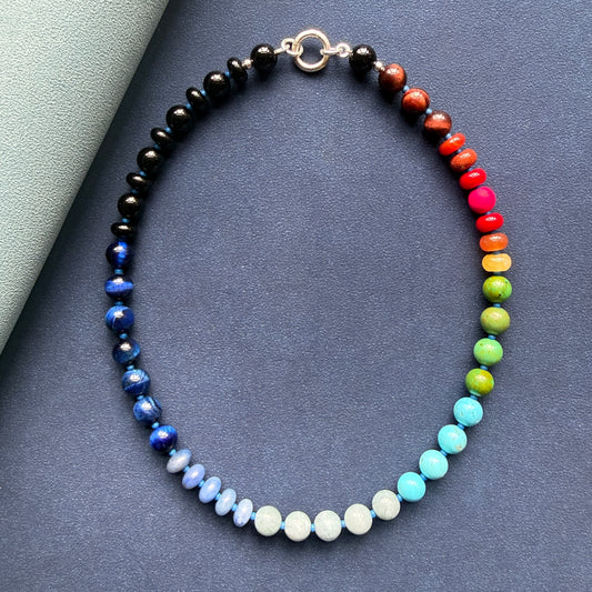 FULL SPECTRUM : multicolored beaded gemstone necklace