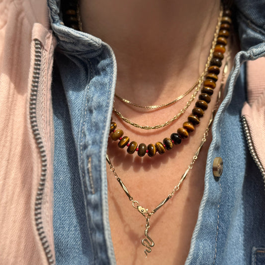 ROOT + FLAME : tiger's eye beaded gemstone necklace