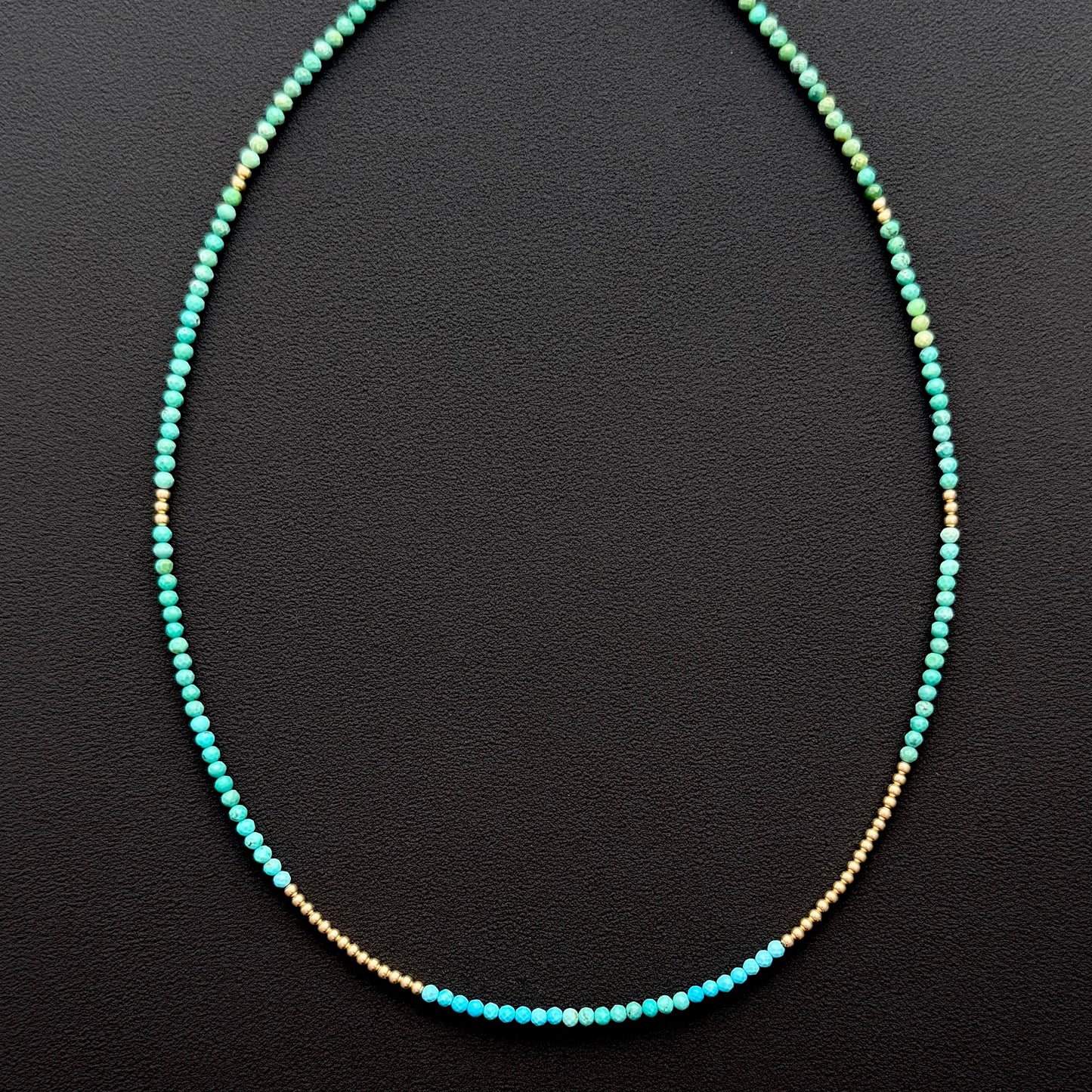 strand necklace : 14k gold + turquoise