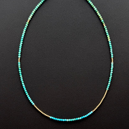 strand necklace : 14k gold + turquoise