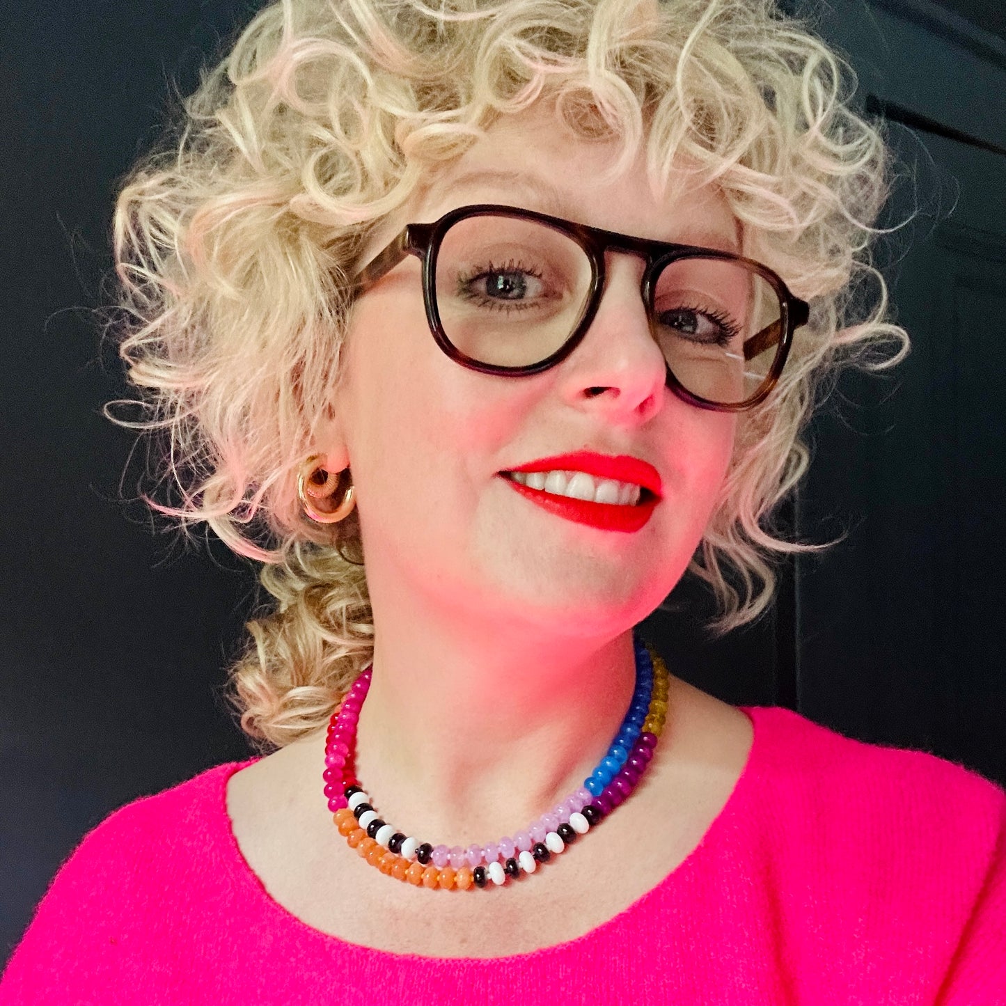 A stunning, lightweight necklace combining jade, onyx, and chalcedony with sparkling Czech glass beads, finished with a high-quality clasp.