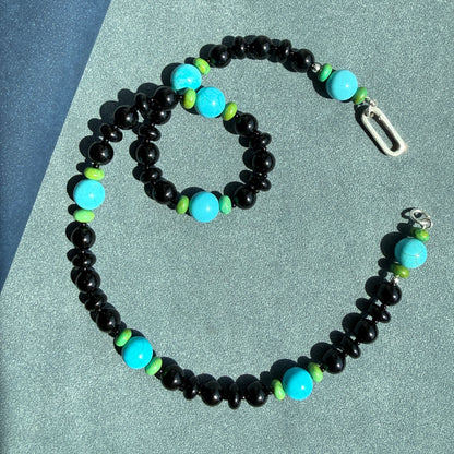 BLACK MAGIC : black onyx, blue and green turquoise