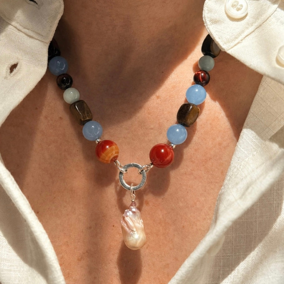 ARDEN : tiger's eye, carnelian, jade + amazonite