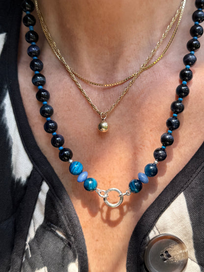 Midnight Dive: tiger's eye, apatite + quartz