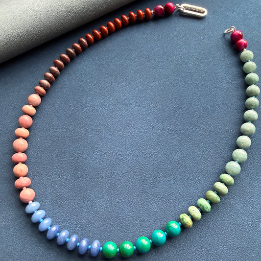 SHUFFLE : multicolored beaded gemstone necklace