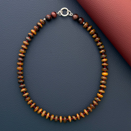 ROOT + FLAME : tiger's eye beaded gemstone necklace