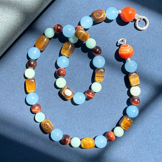ARDEN : tiger's eye, carnelian, jade + amazonite