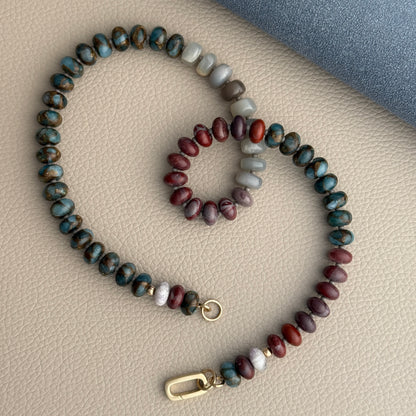 Canyon Skies: Jasper + Moonstone -  Natural Gemstone Beaded Necklace