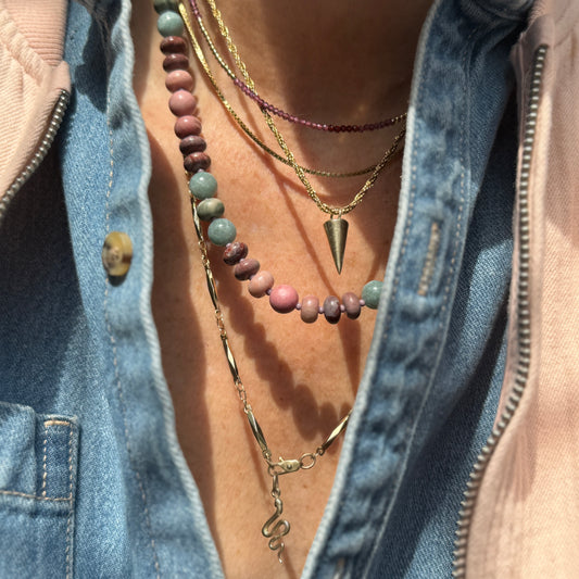MIRA : jasper, jade, rhodonite, aventurine Beaded Gemstone Necklace