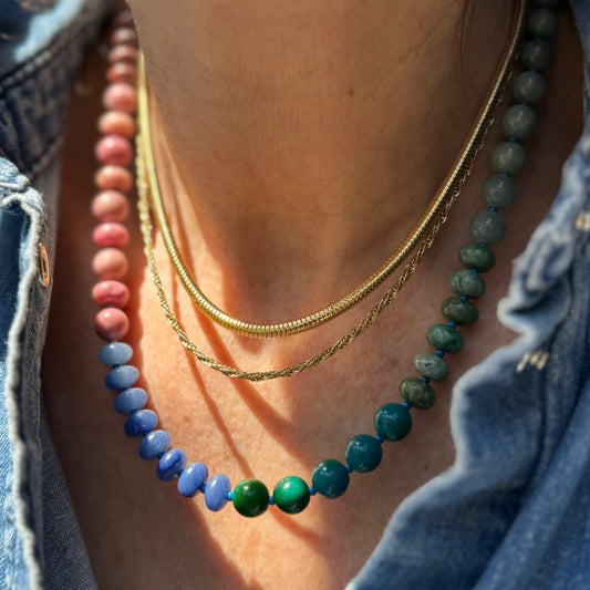 SHUFFLE : multicolored beaded gemstone necklace