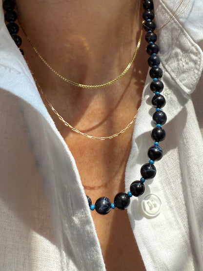 Midnight Dive: tiger's eye, apatite + quartz