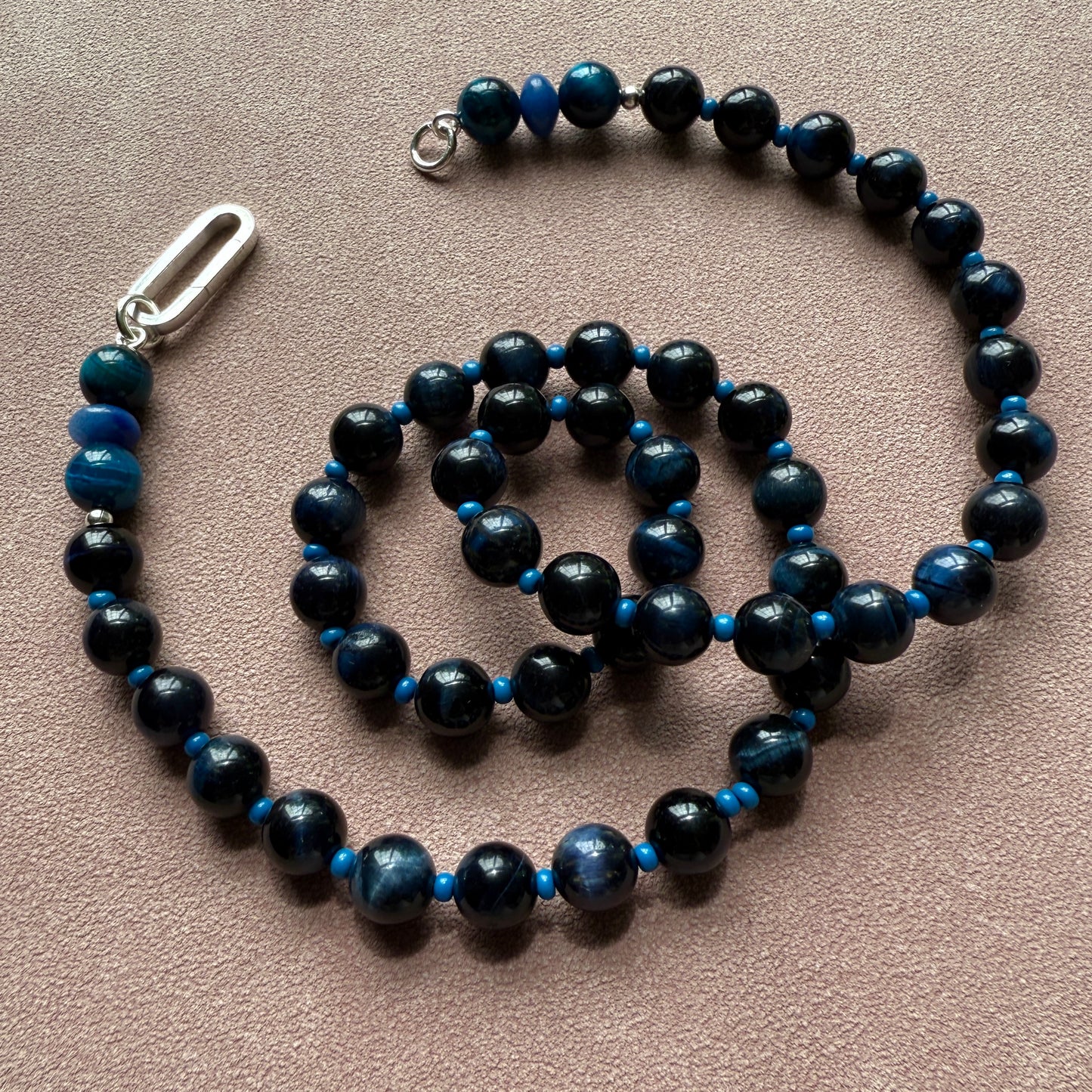 Midnight Dive: tiger's eye, apatite + quartz