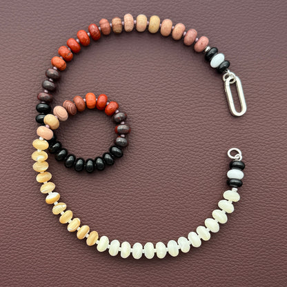 Earth Sands Necklace: pearl, onyx, chalcedony and jade - Natural Gemstone Beaded Necklace