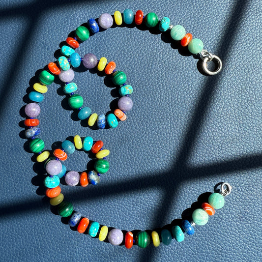 Indra : malachite, carnelian, jade, turquoise, lapis luzli, chalcedony