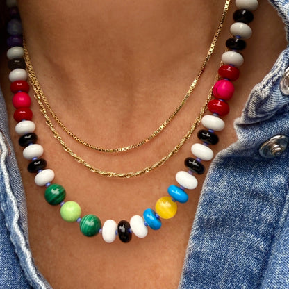 High Frequency : white onyx, black onyx, red coral, malachite, green turquoise, amazonite and howlite