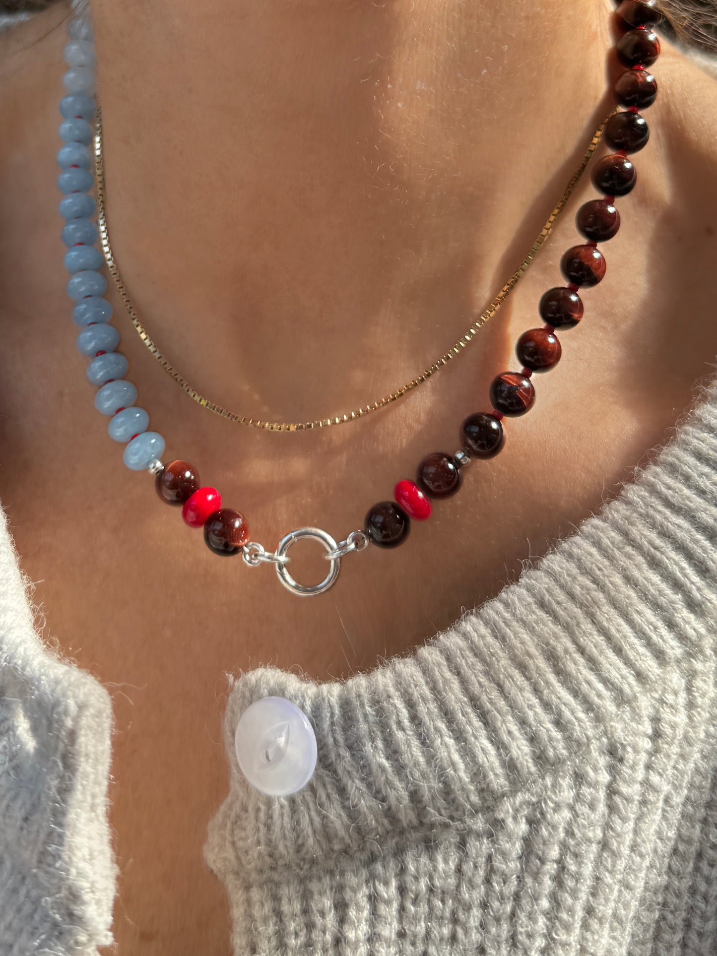 COLLAB! Happy Kicks : tiger's eye, jade and red coral