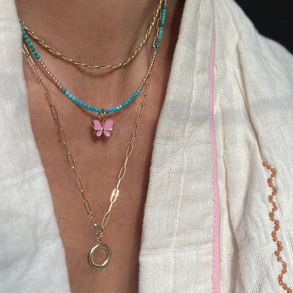 Premium faceted turquoise and 14K gold bead necklace, handcrafted with care and secured with a durable lobster clasp.