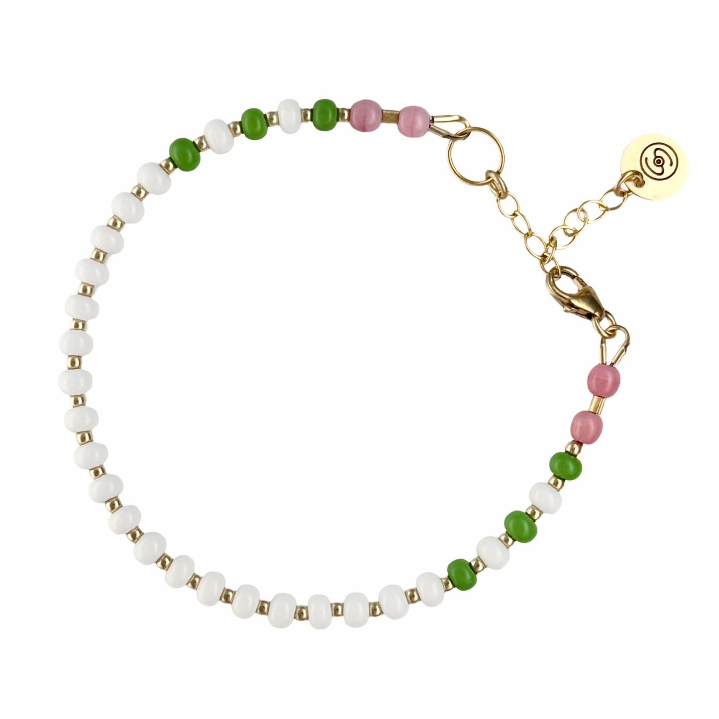Charming Tennis Bracelet hand-strung with high-quality Czech glass beads and tarnish-resistant 14K gold-filled findings, perfect for everyday wear.