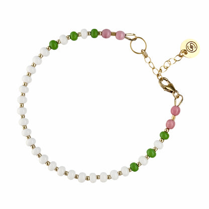 Charming Tennis Bracelet hand-strung with high-quality Czech glass beads and tarnish-resistant 14K gold-filled findings, perfect for everyday wear.