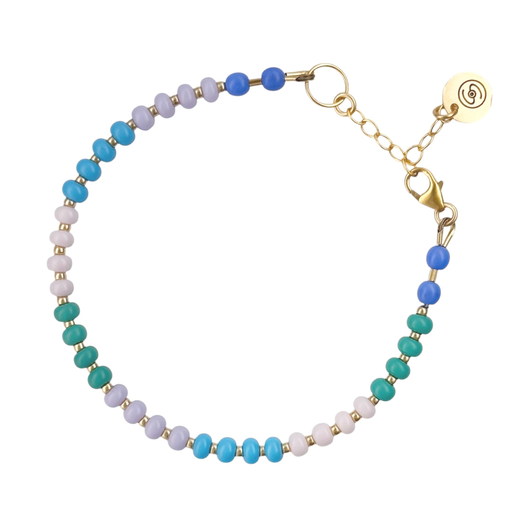 The Pastel HAPPY Bracelet is a beautifully handcrafted piece with soft, muted tones and gold-filled beads, perfect for effortless, everyday styling.