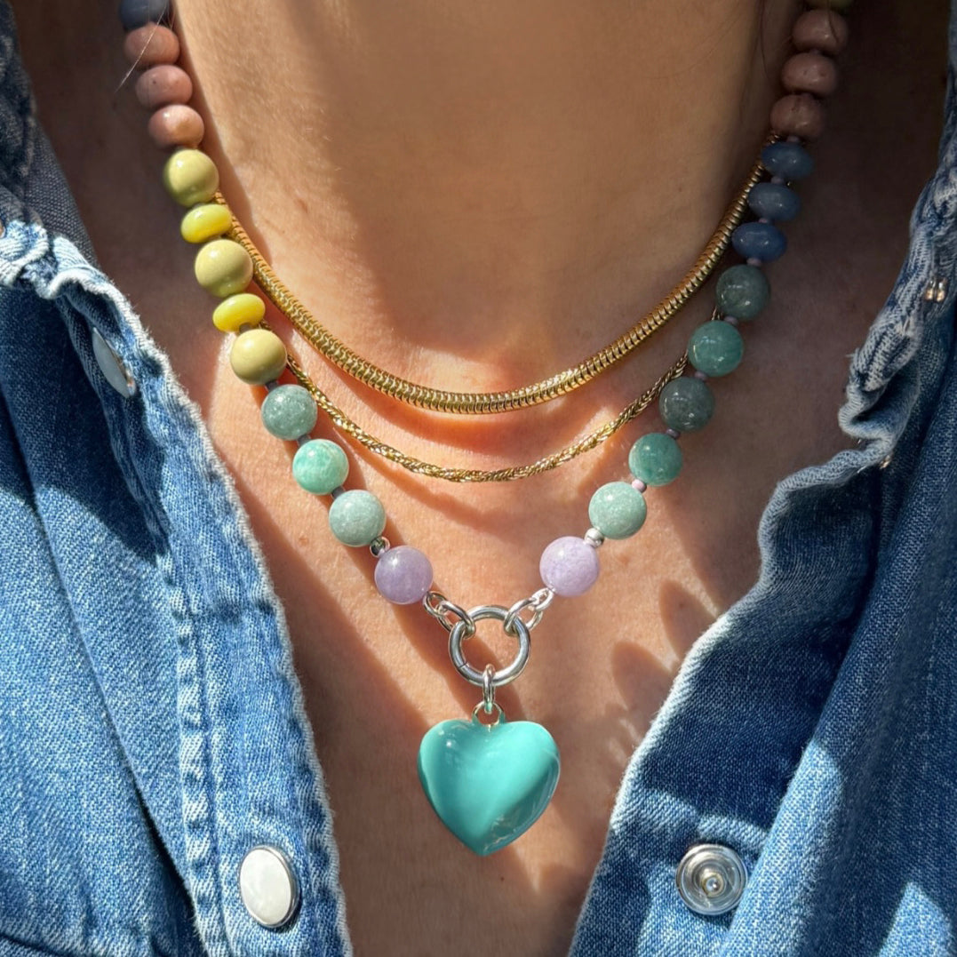 beaded pastel gemstone necklace for layering