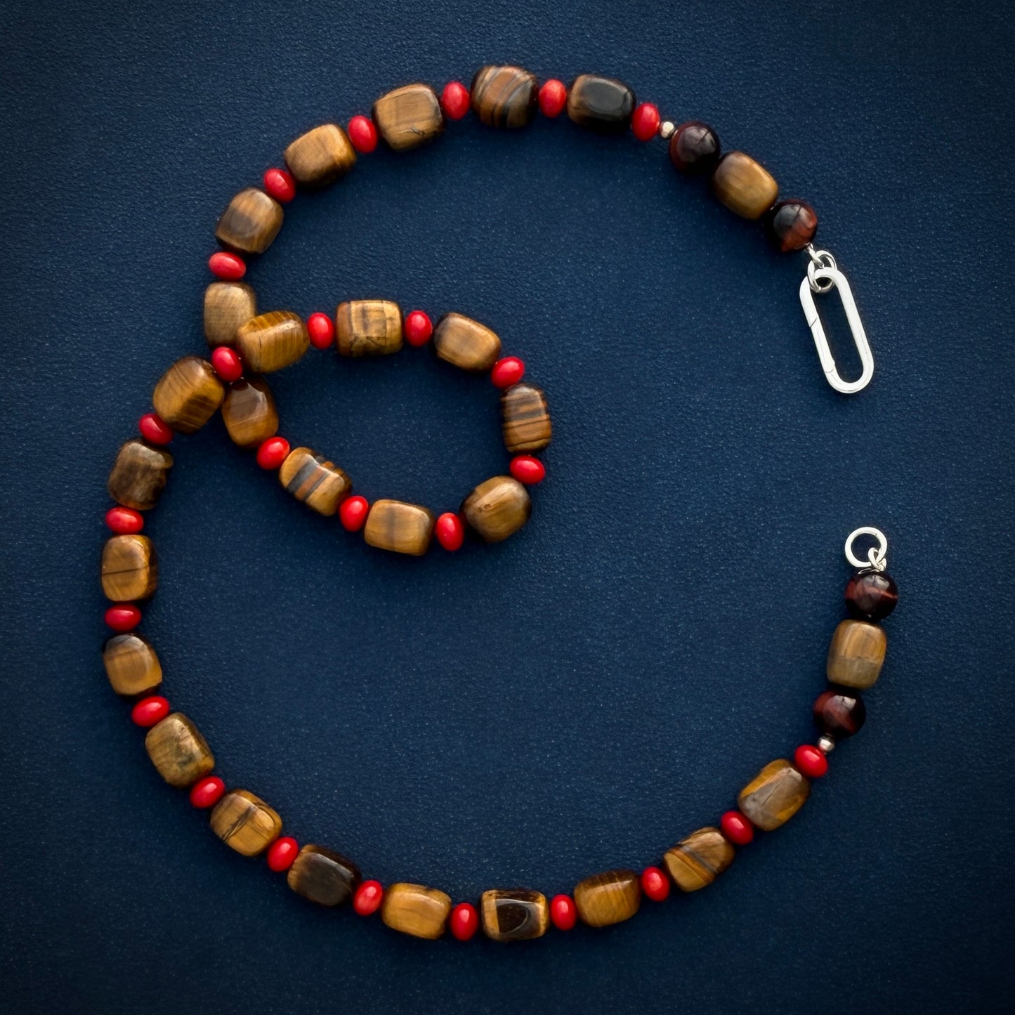 brown and red beaded gemstone necklace