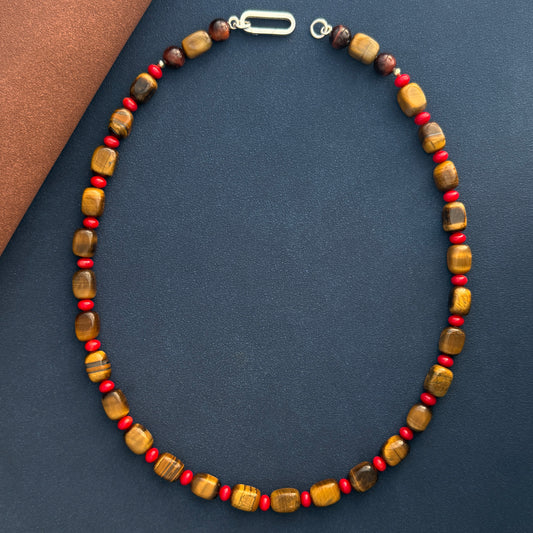 brown tigers eye beaded gemstone necklace