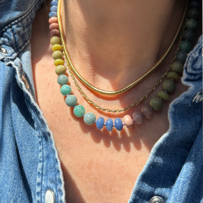 colorful pastel beaded gemstone necklace